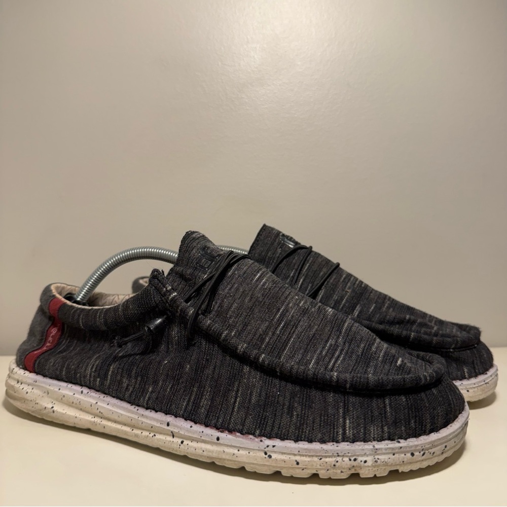 Hey Dude Wally Stretch Fleece Mens Size 11 Black Brick Shoes Slip On Casual